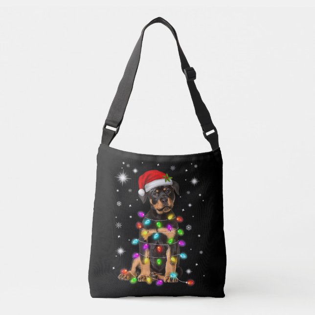 Christmas With Rottweiler Dog Crossbody Bag (Front)