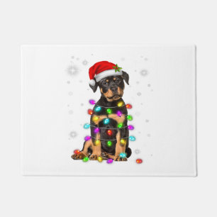 Christmas With Rottweiler Dog Doormat
