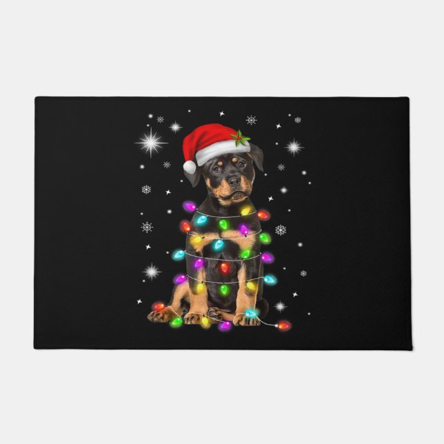 Christmas With Rottweiler Dog Doormat (Front)