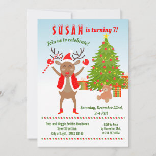 Christmas with Rudolph Birthday Party  Invitation