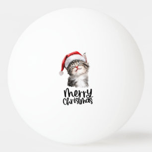 Christmas with Santa Cat Ping Pong Ball
