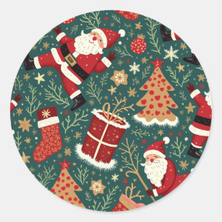 Christmas with Santa Classic Round Sticker