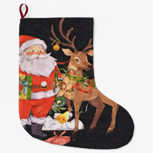 Christmas with Santa- Holiday Season Large Christmas Stocking