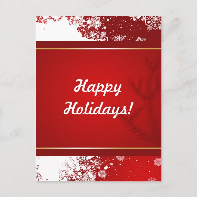 Christmas with Snow Red Background Card (Front)