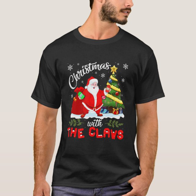 Christmas With The Claws Santa Drink White Claws X T-Shirt (Front)