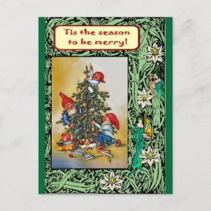 Christmas with the elves holiday postcard