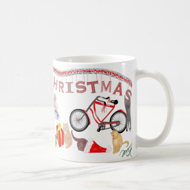 Christmas with the Kitties - Large Coffee Mug (Right)