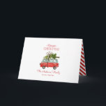 christmas with the...vintage watercolor van card<br><div class="desc">Get in the festive mood with this fun watercolor car and christmas tree design. A beautiful hand painted red car and green tree, gives a traditional rustic feel, which is complimented by modern, trendy, bold script font. The text can be personalised with your family name and message to make it...</div>