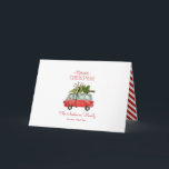christmas with the...vintage watercolor van card<br><div class="desc">Get in the festive mood with this fun watercolor car and christmas tree design. A beautiful hand painted red car and green tree, gives a traditional rustic feel, which is complimented by modern, trendy, bold script font. The text can be personalised with your family name and message to make it...</div>