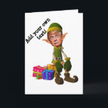 Christmas with Trump's Lutin Holiday Card<br><div class="desc">Personalize your card by adding the text and background color of your choice to this fun design of the Christmas holidays: There's a new gobble from Santa this year,  the Goblin Donald Trump: a caricature of Trump in a loophole with big ears sitting on Christmas gifts.</div>