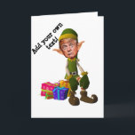 Christmas with Trump's Lutin Holiday Card<br><div class="desc">Personalize your card by adding the text and background color of your choice to this fun design of the Christmas holidays: There's a new gobble from Santa this year,  the Goblin Donald Trump: a caricature of Trump in a loophole with big ears sitting on Christmas gifts.</div>