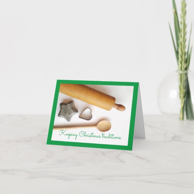 Christmas with vintage baking kitchen tools card (Front)