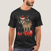 Christmas Wolf Funny Santa Reindeer Wolf Lover Gif