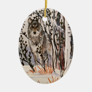 Christmas Wolf Ornament
