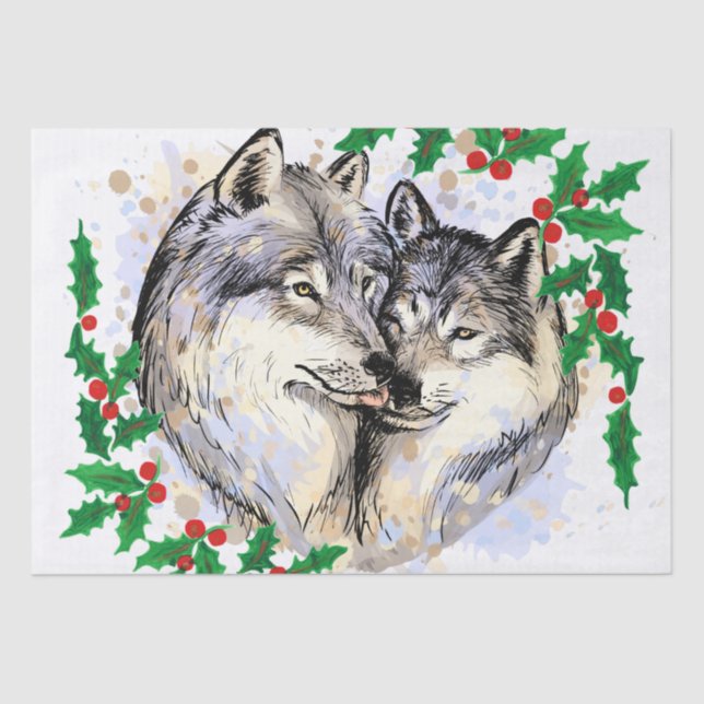 Christmas Wolves Tissue Paper (Front)