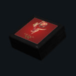 Christmas Woman In Red Engagement Ring Box<br><div class="desc">Give your bride this beautiful gift with the surprise of an engagement ring wrapped inside.
A woman in red holding onto a Christmas ball in gold and red. 
"with all my love"
"Do not open 'till"
"Dec. 25th."</div>