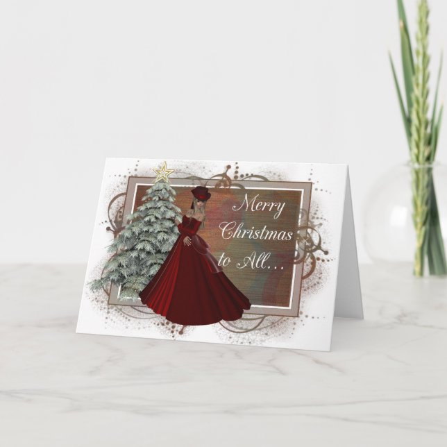 Christmas Woman (Red Dress Design) Greeting Card (Front)