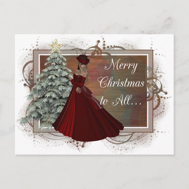 Christmas Woman (Red Dress Design) Postcards (Front)