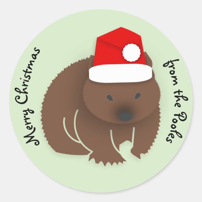 Christmas Wombat Classic Round Sticker (Front)