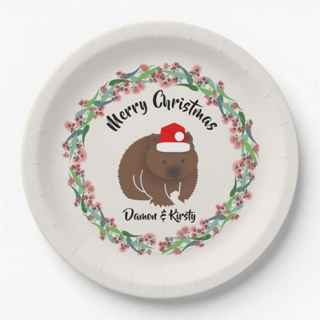 Christmas Wombat Paper Plate (Front)
