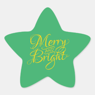 Christmas Women Men Ki Merry & Bright Casual Xmas Star Sticker