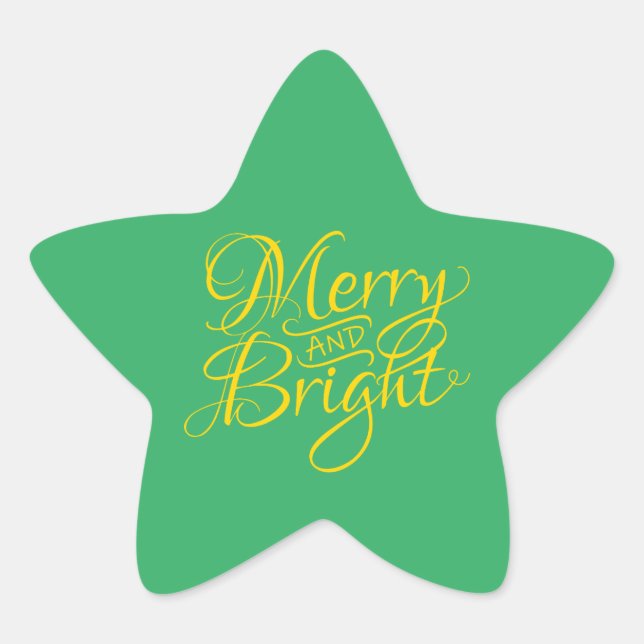 Christmas  Women Men Ki Merry & Bright Casual Xmas Star Sticker (Front)