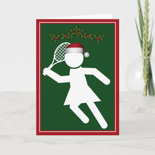 Christmas Women's Tennis Player - Tennis Symbol Holiday Card (Front)