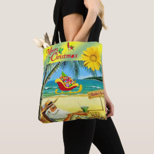 Christmas Women's Tote Bags, Beach Santa