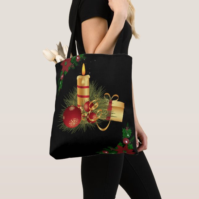 Christmas Women's Tote Bags, Christmas Candle (Close Up)