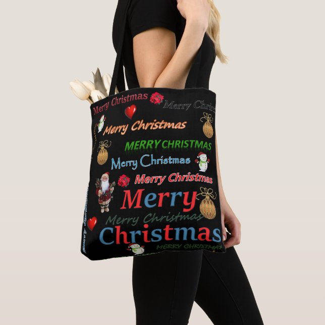 Christmas Women's Tote Bags, Merry Christmas Bag (Close Up)