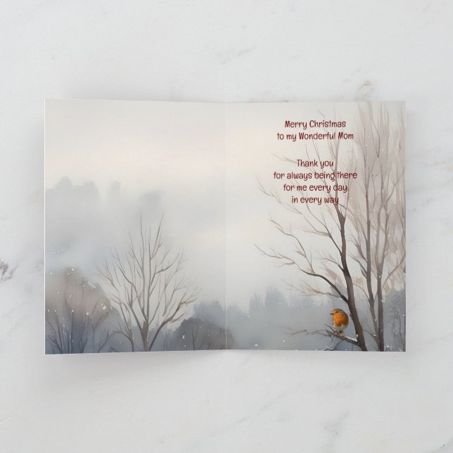 Christmas Wonderful Mum English Robin Card (Inside)