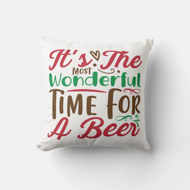 Christmas wonderful time for a beer cushion (Front)