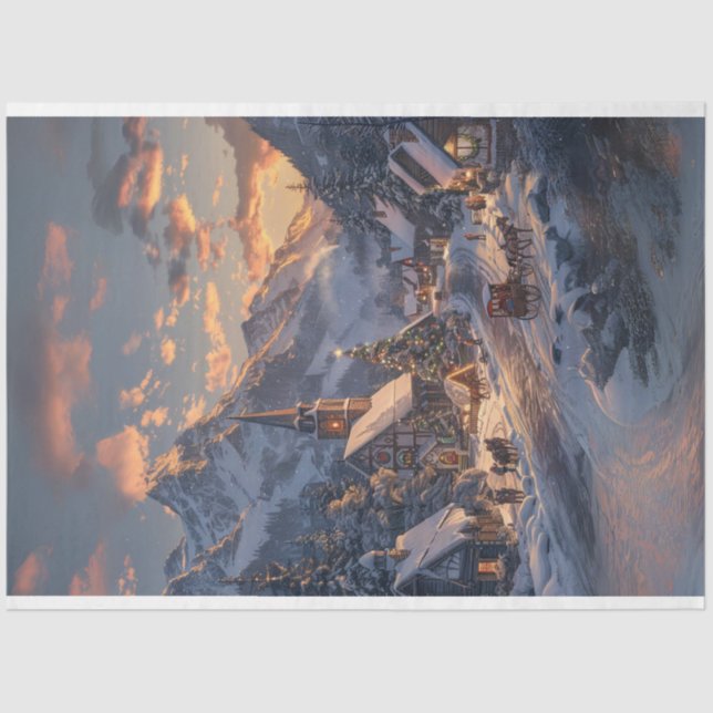 Christmas Wonderland in the Mountains Decoupage  Tissue Paper (Front)