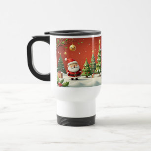 Christmas Wonderland with Santa & Trees Travel Mug