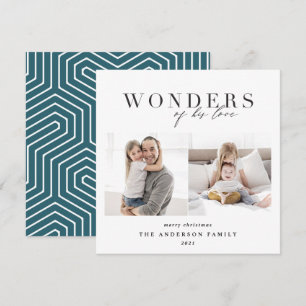 Christmas Wonders of his love religious blue Holiday Card