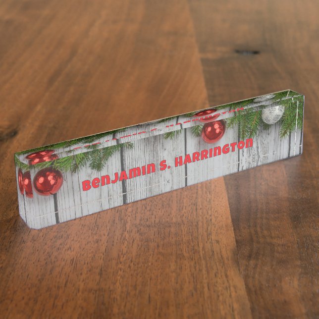 Christmas Wood Holiday Season Nameplate (Side)
