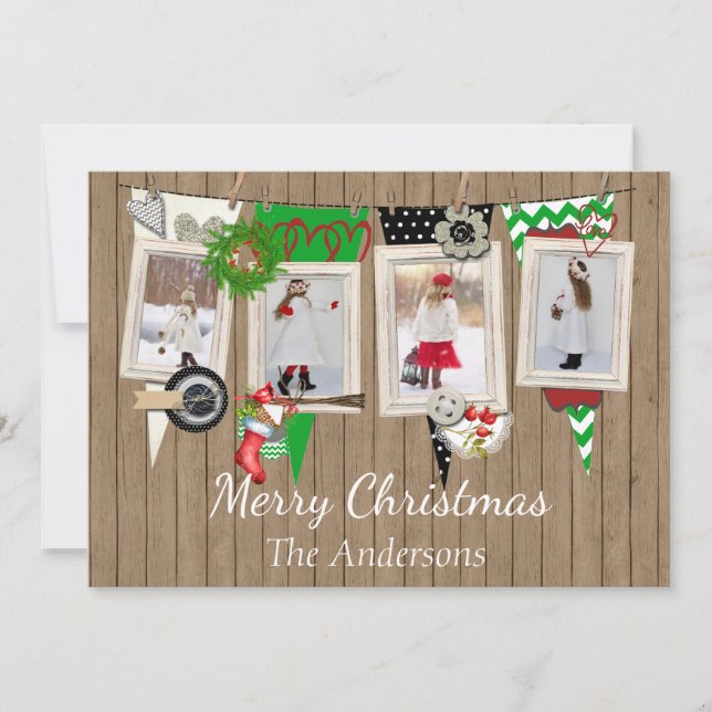 Christmas Wood Rustic Photo Card (Front)