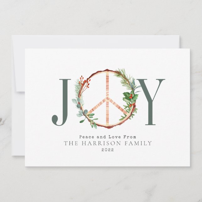Christmas Wooden Peace Sign  Holiday Card (Front)
