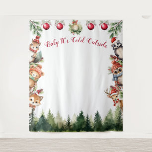 Christmas Woodland Animals Baby It's Cold Tapestry