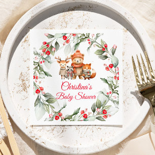 Christmas Woodland Animals Baby Shower Napkin