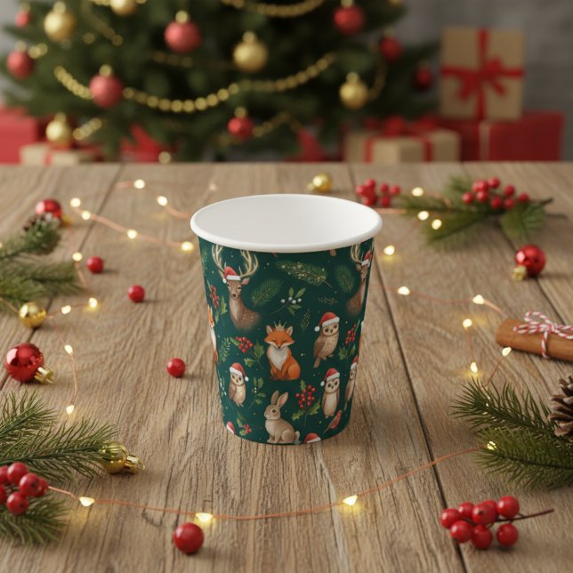 Christmas Woodland Animals Cute Forest Animals Paper Cups (Christmas Woodland Animals Cute Forest Animals Cup)