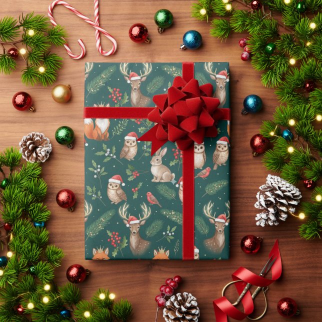Christmas Woodland Animals Cute Forest Animals Wrapping Paper (Creator Uploaded)