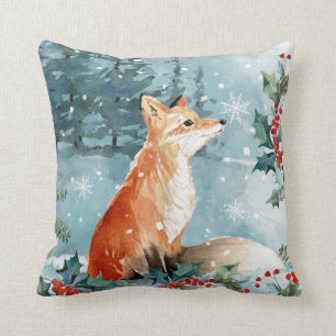 Christmas woodland animals, fox cushion