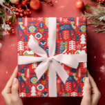 Christmas woodland animals, Scandinavian Style Wrapping Paper<br><div class="desc">Colourful Christmas woodland animals,  with houses,  trees,  and snowflakes,  Scandinavian cartoon style.</div>