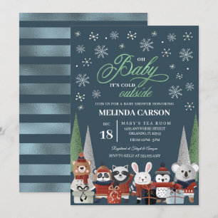 Christmas Woodland Baby Shower Invitation