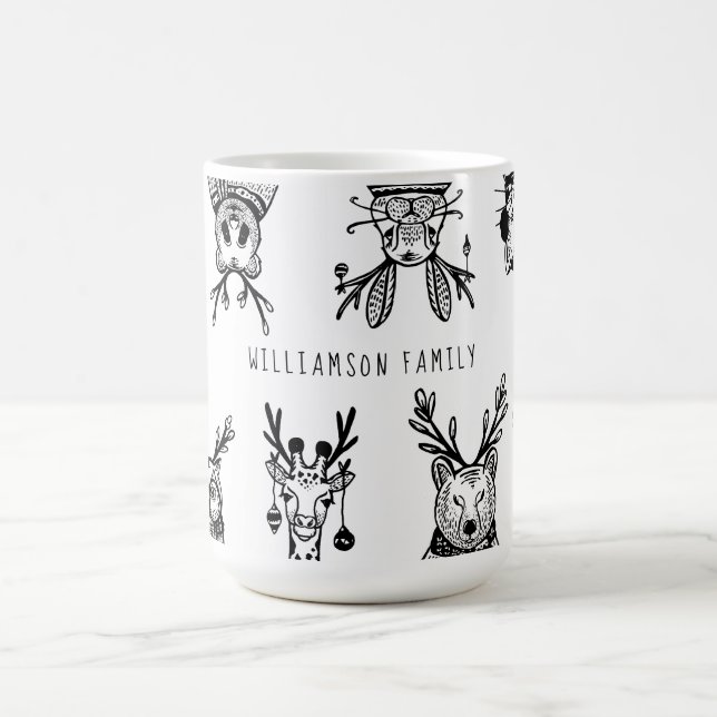 Christmas Woodland Forest Animal Family Characters Coffee Mug (Center)