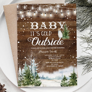 Christmas Woodland It's Cold Outside Baby Shower Invitation