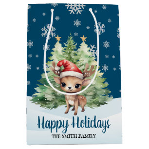 CHRISTMAS WOODLAND REINDEER MEDIUM GIFT BAG