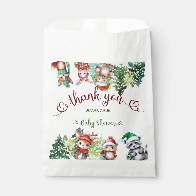 Christmas Woodland Santa Animals Baby Shower  Favour Bags (Front)