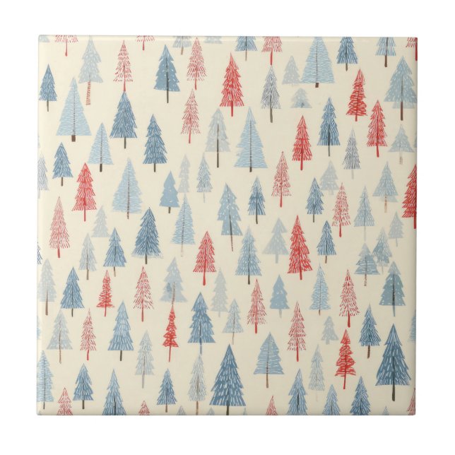 Christmas Woodland Tree Scandinavian Pattern Tile (Front)